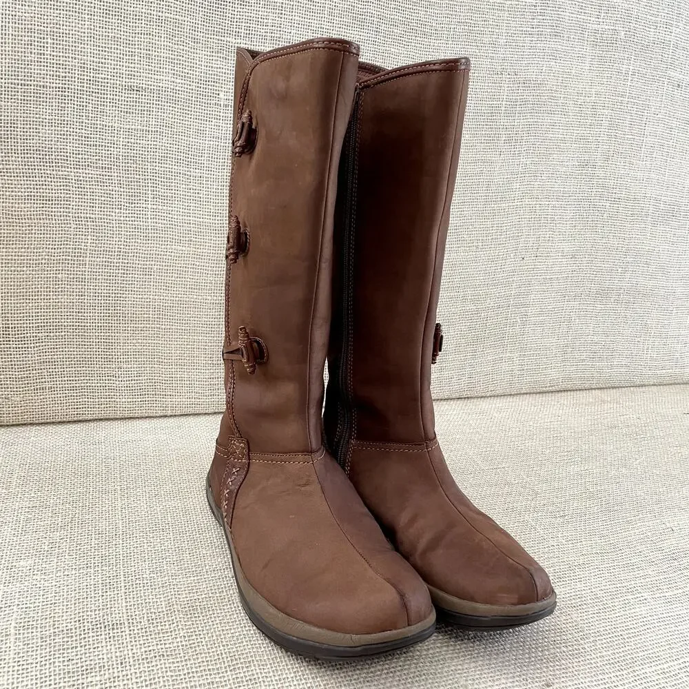 Kalso Earth Birch Boots, 14 in tall, Brownstone Suede, Leather Details, Ladies 9